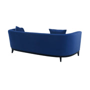 Melange Blue Velvet Upholstered Sofa with Black Wood Base - Furniture City (CA)l