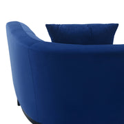 Melange Blue Velvet Upholstered Sofa with Black Wood Base - Furniture City (CA)l