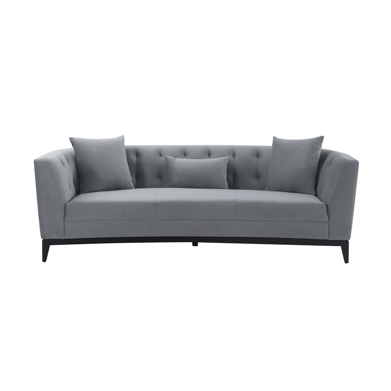 Melange Gray Velvet Sofa with Black Wood Base - Furniture City (CA)l