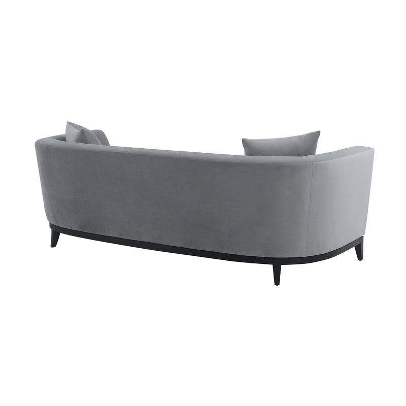 Melange Gray Velvet Sofa with Black Wood Base - Furniture City (CA)l