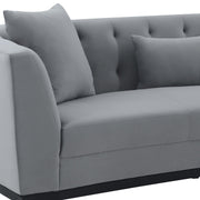 Melange Gray Velvet Sofa with Black Wood Base - Furniture City (CA)l