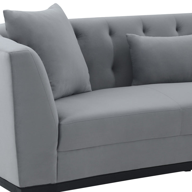 Melange Gray Velvet Sofa with Black Wood Base - Furniture City (CA)l