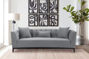 Melange Gray Velvet Sofa with Black Wood Base - Furniture City (CA)l