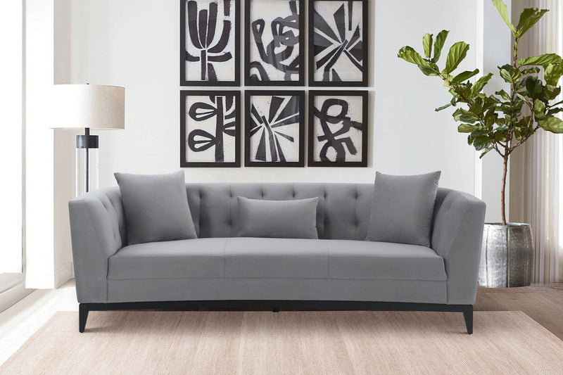 Melange Gray Velvet Sofa with Black Wood Base - Furniture City (CA)l