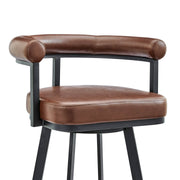 Magnolia 26" Swivel Counter Stool in Black Metal with Brown Faux Leather - Furniture City (CA)l