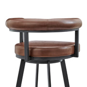 Magnolia 26" Swivel Counter Stool in Black Metal with Brown Faux Leather - Furniture City (CA)l