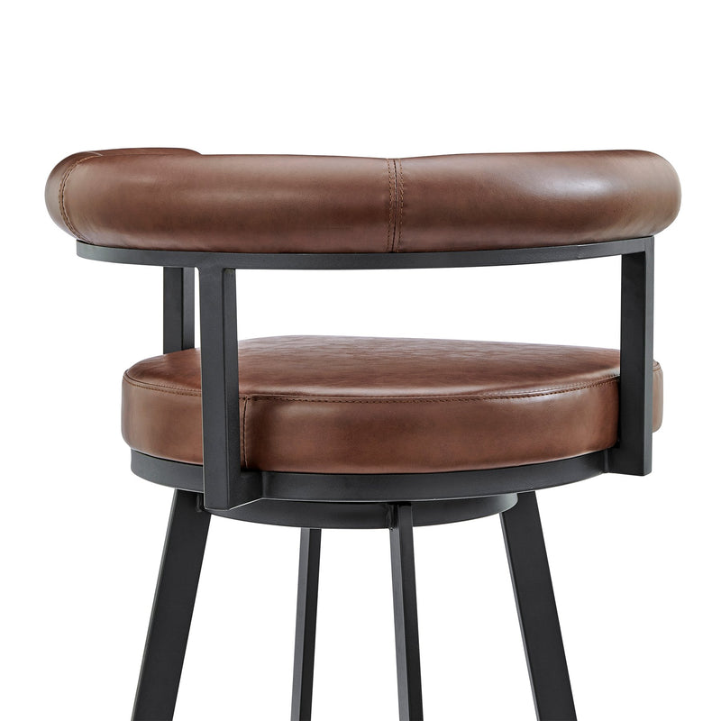 Magnolia 26" Swivel Counter Stool in Black Metal with Brown Faux Leather - Furniture City (CA)l