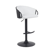 Montego Modern Adjustable Swivel Barstool in Black Powder Coated Finish with Snow White Faux Leather Upholstered Seat - Furniture City (CA)l