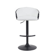 Montego Modern Adjustable Swivel Barstool in Black Powder Coated Finish with Snow White Faux Leather Upholstered Seat - Furniture City (CA)l