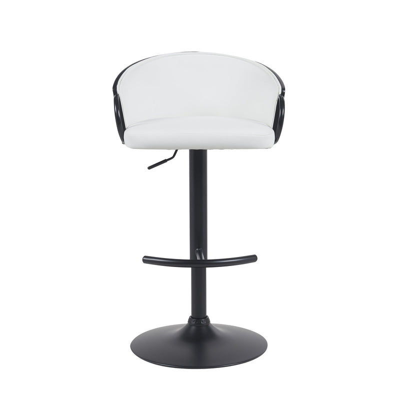 Montego Modern Adjustable Swivel Barstool in Black Powder Coated Finish with Snow White Faux Leather Upholstered Seat - Furniture City (CA)l