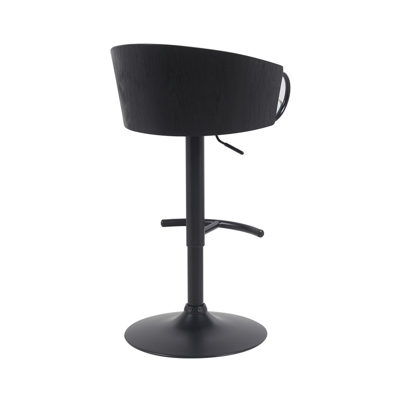 Montego Modern Adjustable Swivel Barstool in Black Powder Coated Finish with Snow White Faux Leather Upholstered Seat - Furniture City (CA)l