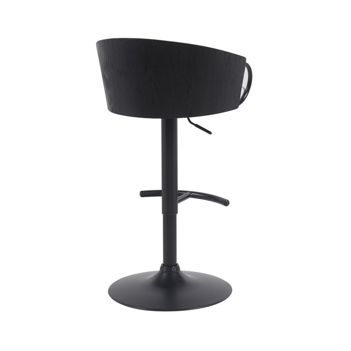 Montego Modern Adjustable Swivel Barstool in Black Powder Coated Finish with Snow White Faux Leather Upholstered Seat