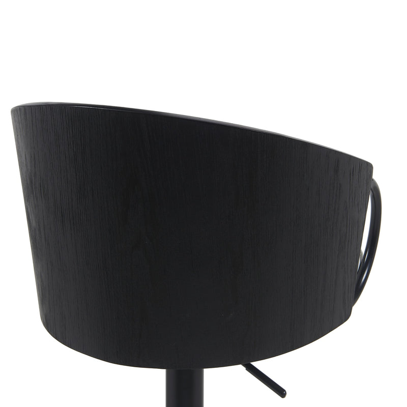Montego Modern Adjustable Swivel Barstool in Black Powder Coated Finish with Snow White Faux Leather Upholstered Seat - Furniture City (CA)l