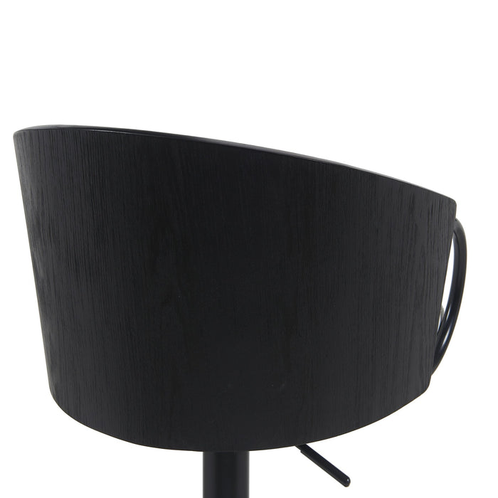 Montego Modern Adjustable Swivel Barstool in Black Powder Coated Finish with Snow White Faux Leather Upholstered Seat