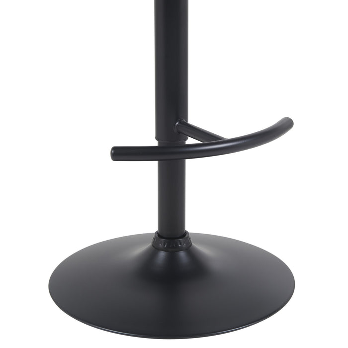 Montego Modern Adjustable Swivel Barstool in Black Powder Coated Finish with Snow White Faux Leather Upholstered Seat