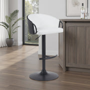 Montego Modern Adjustable Swivel Barstool in Black Powder Coated Finish with Snow White Faux Leather Upholstered Seat - Furniture City (CA)l