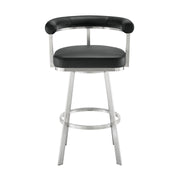 Magnolia 26" Swivel Counter Stool in Brushed Stainless Steel with Black Faux Leather - Furniture City (CA)l