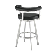 Magnolia 26" Swivel Counter Stool in Brushed Stainless Steel with Black Faux Leather - Furniture City (CA)l