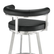 Magnolia 26" Swivel Counter Stool in Brushed Stainless Steel with Black Faux Leather - Furniture City (CA)l