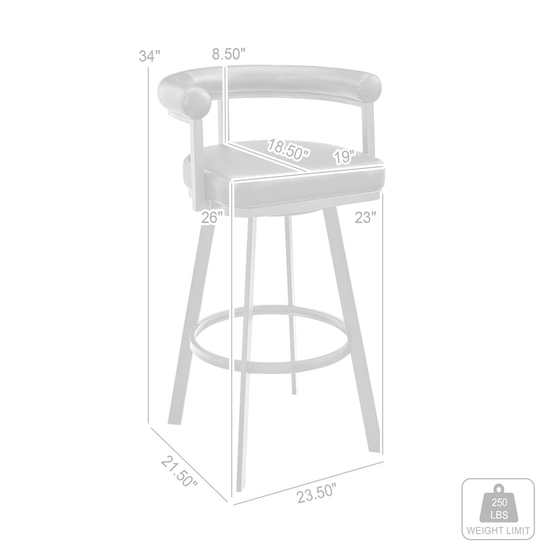 Magnolia 26" Swivel Counter Stool in Brushed Stainless Steel with Black Faux Leather - Furniture City (CA)l