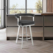 Magnolia 26" Swivel Counter Stool in Brushed Stainless Steel with Black Faux Leather - Furniture City (CA)l