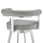 Magnolia 26" Swivel Counter Stool in Brushed Stainless Steel with Light Gray Faux Leather - Furniture City (CA)l