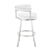 Magnolia 26" Swivel Counter Stool in Brushed Stainless Steel with White Faux Leather - Furniture City (CA)l