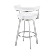 Magnolia 26" Swivel Counter Stool in Brushed Stainless Steel with White Faux Leather - Furniture City (CA)l