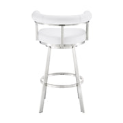 Magnolia 26" Swivel Counter Stool in Brushed Stainless Steel with White Faux Leather - Furniture City (CA)l