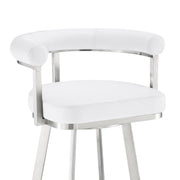 Magnolia 26" Swivel Counter Stool in Brushed Stainless Steel with White Faux Leather - Furniture City (CA)l
