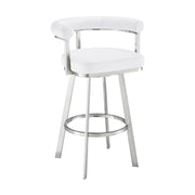 Magnolia 30" Swivel Bar Stool in Brushed Stainless Steel with White Faux Leather - Furniture City (CA)l