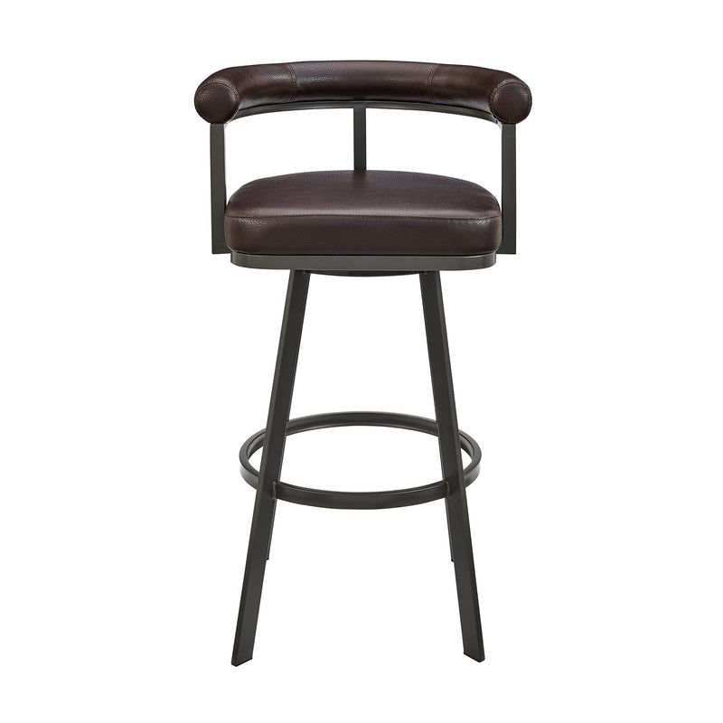 Magnolia Swivel Counter Stool in Brown Metal with Brown Faux Leather - Furniture City (CA)l