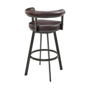 Magnolia Swivel Bar Stool in Brown Metal with Brown Faux Leather - Furniture City (CA)l