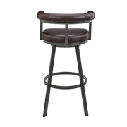 Magnolia Swivel Bar Stool in Brown Metal with Brown Faux Leather - Furniture City (CA)l