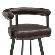 Magnolia Swivel Bar Stool in Brown Metal with Brown Faux Leather - Furniture City (CA)l