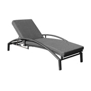 Mahana Adjustable Patio Outdoor Chaise Lounge Chair in Black Wicker with Charcoal Cushions - Furniture City (CA)l