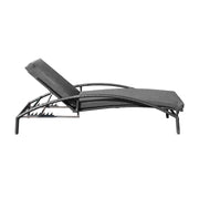 Mahana Adjustable Patio Outdoor Chaise Lounge Chair in Black Wicker with Charcoal Cushions - Furniture City (CA)l