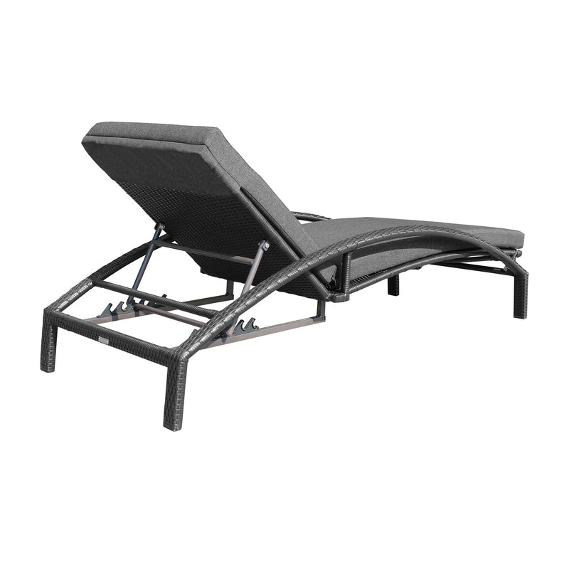Mahana Adjustable Patio Outdoor Chaise Lounge Chair in Black Wicker with Charcoal Cushions - Furniture City (CA)l