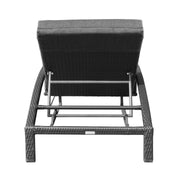 Mahana Adjustable Patio Outdoor Chaise Lounge Chair in Black Wicker with Charcoal Cushions - Furniture City (CA)l