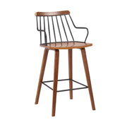 Micah Walnut and Metal Modern 26" Counter Height Bar Stool - Furniture City (CA)l