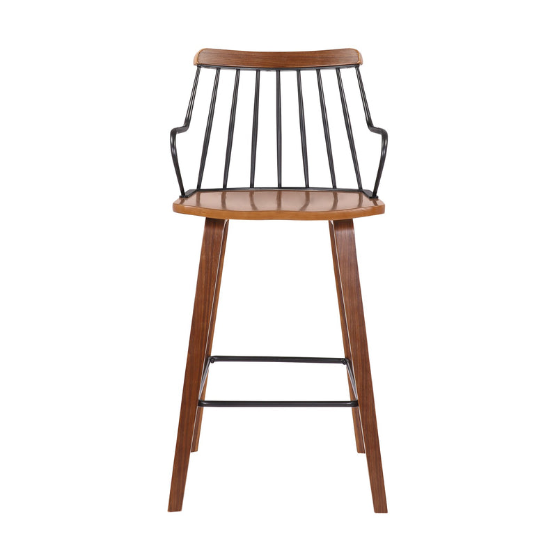Micah Walnut and Metal Modern 26" Counter Height Bar Stool - Furniture City (CA)l
