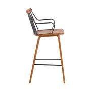 Micah Walnut and Metal Modern 26" Counter Height Bar Stool - Furniture City (CA)l