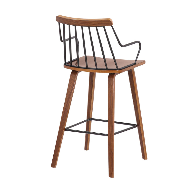 Micah Walnut and Metal Modern 26" Counter Height Bar Stool - Furniture City (CA)l