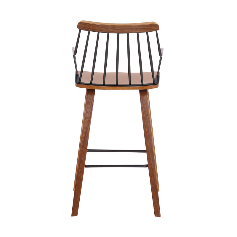 Micah Walnut and Metal Modern 26" Counter Height Bar Stool - Furniture City (CA)l