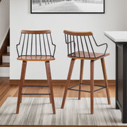 Micah Walnut and Metal Modern 26" Counter Height Bar Stool - Furniture City (CA)l