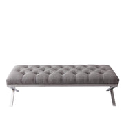 Milo Bench in Brushed Stainless Steel finish with Gray Fabric - Furniture City (CA)l