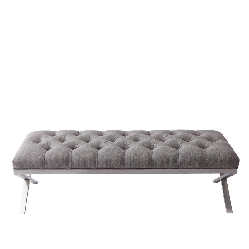 Milo Bench in Brushed Stainless Steel finish with Gray Fabric - Furniture City (CA)l