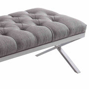 Milo Bench in Brushed Stainless Steel finish with Gray Fabric - Furniture City (CA)l