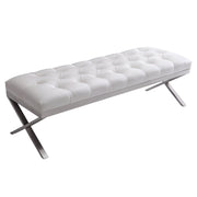 Milo Bench in Brushed Stainless Steel finish with White PU - Furniture City (CA)l