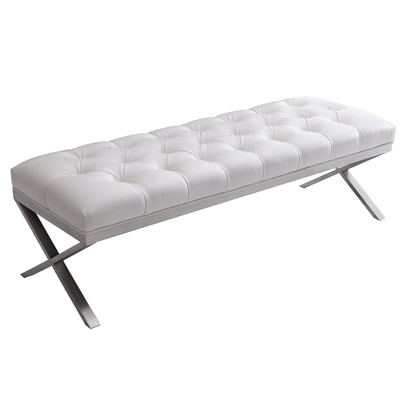 Milo Bench in Brushed Stainless Steel finish with White PU - Furniture City (CA)l